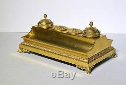 Antique 19th century Royal Empire Russian Inkwell of Gilt Bronze