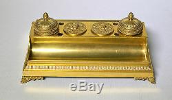 Antique 19th century Royal Empire Russian Inkwell of Gilt Bronze