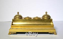 Antique 19th century Royal Empire Russian Inkwell of Gilt Bronze