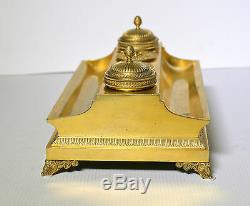 Antique 19th century Royal Empire Russian Inkwell of Gilt Bronze