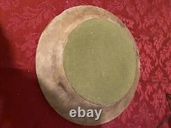 Antique 19th century Russian imperial round wooden carving plate handmade