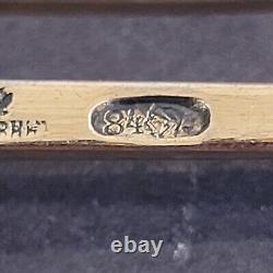 Antique 2 7/8 Sugar Tongs Imperial Russian Cloisonné Enamel 84 Silver