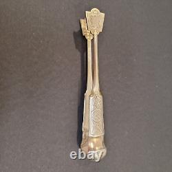 Antique 5 Sugar Tongs Engraved Floral Flowers Imperial Russian Silver 1893