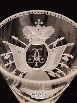 Antique Alexander I Romanov Royalty Russian Imperial Eagle Military Glass Goblet