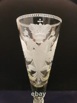 Antique Alexander I Romanov Royalty Russian Imperial Eagle Military Glass Goblet