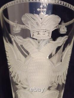 Antique Alexander I Romanov Royalty Russian Imperial Eagle Military Glass Goblet