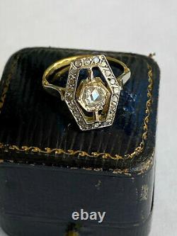 Antique Amazing Imperial Russian Faberge Diamond Ring 14k 56 Gold Author's