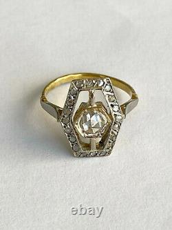 Antique Amazing Imperial Russian Faberge Diamond Ring 14k 56 Gold Author's