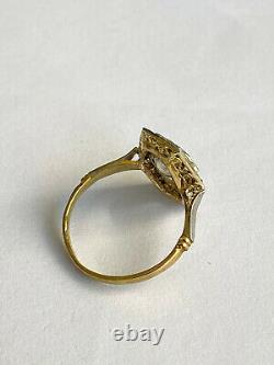 Antique Amazing Imperial Russian Faberge Diamond Ring 14k 56 Gold Author's