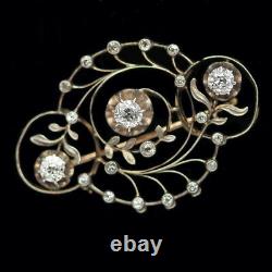 Antique Art Nouveau Imperial Russian Brooch Diamonds Gold Silver Appraisal 5214