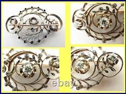 Antique Art Nouveau Imperial Russian Brooch Diamonds Gold Silver Appraisal 5214