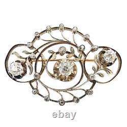 Antique Art Nouveau Imperial Russian Brooch Diamonds Gold Silver Appraisal 5214