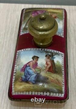 Antique Bronze Paperweight Enamel Russian Imperial USSR Paint Art Angel Rare 19c