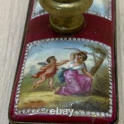 Antique Bronze Paperweight Enamel Russian Imperial USSR Paint Art Angel Rare 19c