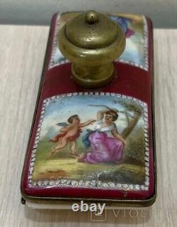 Antique Bronze Paperweight Enamel Russian Imperial USSR Paint Art Angel Rare 19c