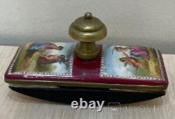 Antique Bronze Paperweight Enamel Russian Imperial USSR Paint Art Angel Rare 19c