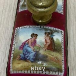 Antique Bronze Paperweight Enamel Russian Imperial USSR Paint Art Angel Rare 19c