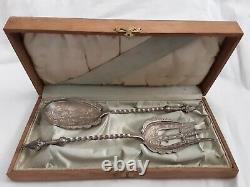 Antique C1817 Imperial Russian Judaica 84 Silver Serving Spoon & Fork Fish Aet