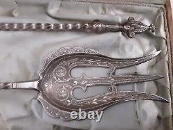 Antique C1817 Imperial Russian Judaica 84 Silver Serving Spoon & Fork Fish Aet