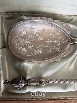 Antique C1817 Imperial Russian Judaica 84 Silver Serving Spoon & Fork Fish Aet