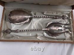 Antique C1817 Imperial Russian Judaica 84 Silver Serving Spoon & Fork Fish Aet