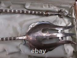 Antique C1817 Imperial Russian Judaica 84 Silver Serving Spoon & Fork Fish Aet