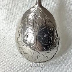 Antique C1860 Imperial Russian Moscow 84 Zol Solid Silver Spoon With Twist Stem