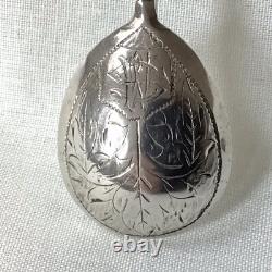 Antique C1860 Imperial Russian Moscow 84 Zol Solid Silver Spoon With Twist Stem