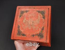 Antique Chinese Red Lacquer Tea Caddy Box with Russian Imperial Double Eagle 19thC