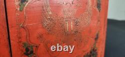 Antique Chinese Red Lacquer Tea Caddy Box with Russian Imperial Double Eagle 19thC