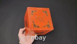 Antique Chinese Red Lacquer Tea Caddy Box with Russian Imperial Double Eagle 19thC