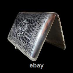 Antique Cigarette Box Imperial Russian Silver 84 Decorated With Imperial Simbol