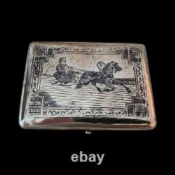 Antique Cigarette Box Imperial Russian Silver 84 Decorated With Imperial Simbol
