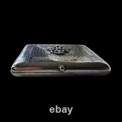 Antique Cigarette Box Imperial Russian Silver 84 Decorated With Imperial Simbol