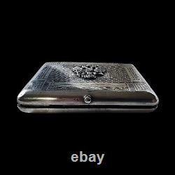 Antique Cigarette Box Imperial Russian Silver 84 Decorated With Imperial Simbol