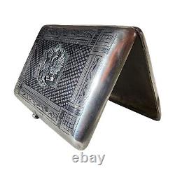 Antique Cigarette Box Imperial Russian Silver 84 Decorated With Imperial Simbol