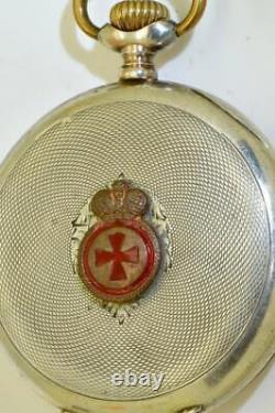 Antique DIGITAL SECONDS Pocket Watch Enamel Dial for Imperial Russian Army