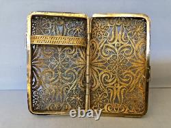 Antique Dated 1888 Imperial Russian Gilded 84 Silver Filigree Cigarette Case