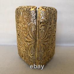 Antique Dated 1888 Imperial Russian Gilded 84 Silver Filigree Cigarette Case