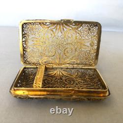 Antique Dated 1888 Imperial Russian Gilded 84 Silver Filigree Cigarette Case