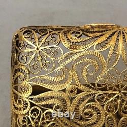 Antique Dated 1888 Imperial Russian Gilded 84 Silver Filigree Cigarette Case