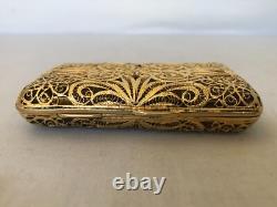 Antique Dated 1888 Imperial Russian Gilded 84 Silver Filigree Cigarette Case