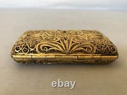 Antique Dated 1888 Imperial Russian Gilded 84 Silver Filigree Cigarette Case