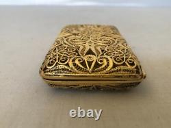 Antique Dated 1888 Imperial Russian Gilded 84 Silver Filigree Cigarette Case