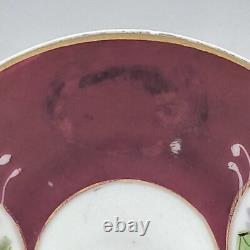 Antique Gardner Imperial Russian Ruby Colour Hand Painted Porcelain Cup & Saucer