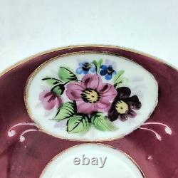 Antique Gardner Imperial Russian Ruby Colour Hand Painted Porcelain Cup & Saucer