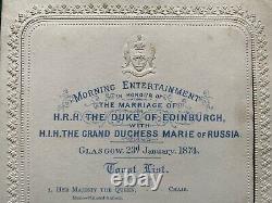 Antique Glasgow Entertainment Prince Alfred Duke Edinburgh Grand Duchess Maria