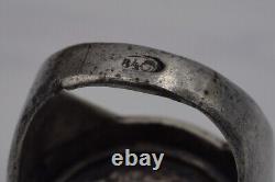 Antique IMPERIAL ring 19t 1915 Men Emperor Tsar Nicholas II coin Silver