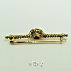 Antique Imperial 56 Yellow Gold Russian Brooch Set With Diamond's And Emerald