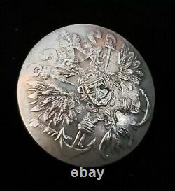 Antique Imperial Eagle Russian Navy 84 Silver Royal Coat Arms St. George Button